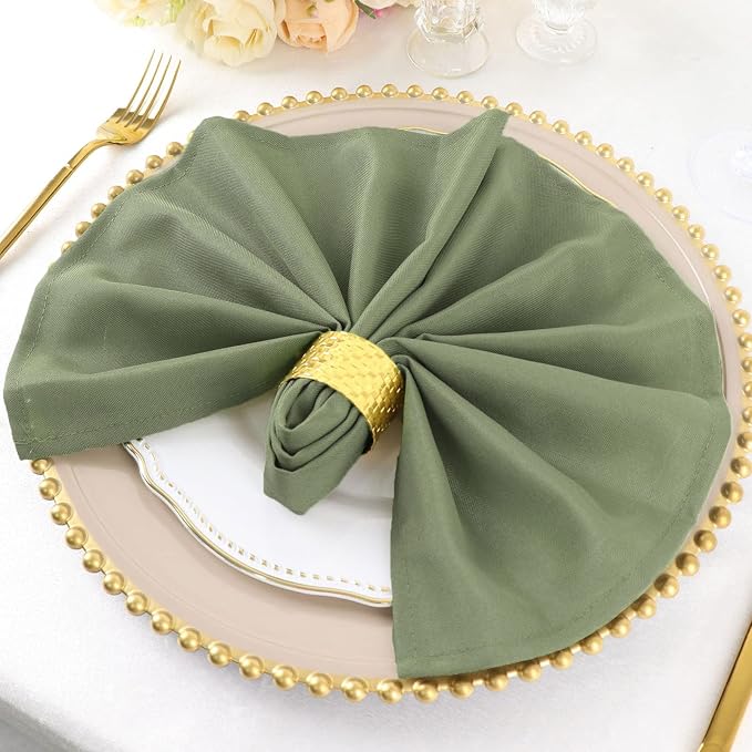 Tableclothsfactory Premium Pack of 5 Eucalyptus Sage Green Premium 17" x 17" Washable Polyester Napkins Great for Wedding Party Restaurant Dinner Parties - Image 2