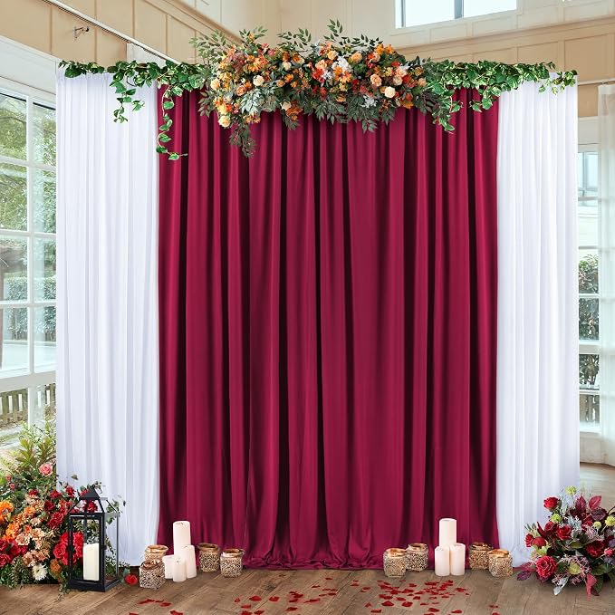 40ft×10ft Wrinkle Free Burgundy Backdrop Curtain for Parties, 8 Panels 5×10ft Soft Silky Polyester Wine Red Photo Backdrop Drapes for Wedding Birthday Christmas Photography Back Drop Cloth - Image 8