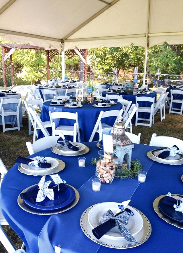 10 Packs 90 Inch Royal Blue Round Polyester Tablecloths | Table Cover for Round Tables, Stain and Wrinkle Resistant Washable Table Cloth, Perfect for Wedding Banquet Parties - Image 3