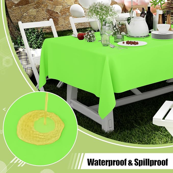 Smiry Disposable Table Cloth - 10 Pack, 54 x 108 Inch Waterproof Rectangle Tablecloths for Parties, Decorative Plastic Table Cover, Leakproof & Sturdy, Lime Green - Image 3