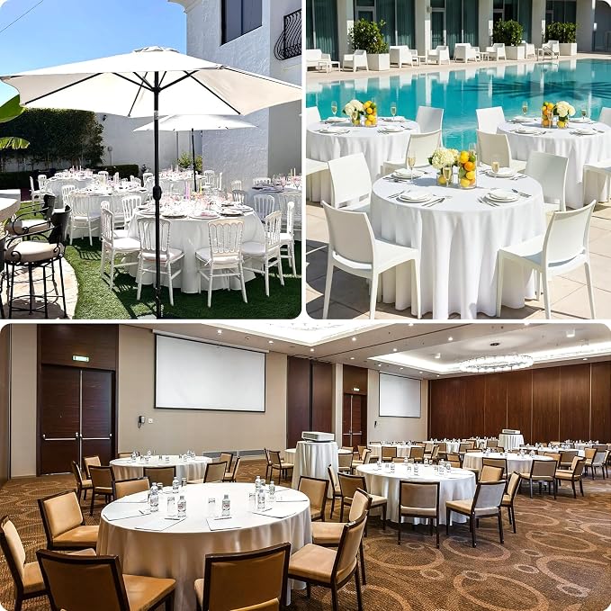12 Pack White Round Tablecloth 120 Inch | For 4Ft-7Ft Round Table, Wrinkle Resistant Table Cloth, Washable Polyester Fabric, For Wedding Party Banquet Buffet Camping - Image 7