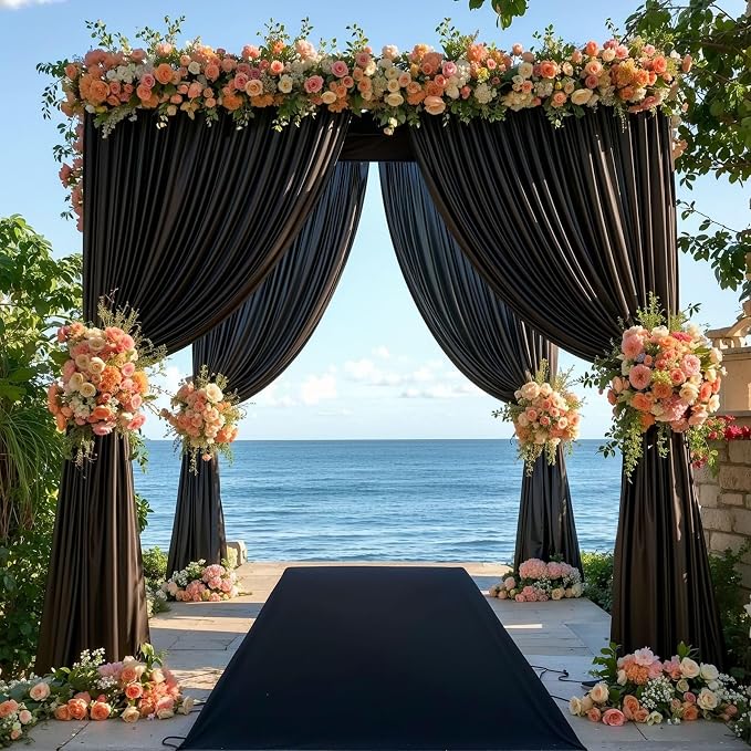 Black Backdrop Curtains 8 x 10 ft for Photo Background Wrinkle Free Drapes | Soft Polyester Fabric,Natural Drape,Top Rod Pocket,Washable & Reusable,For Wedding Birthday Party Decor,4ft x 10ft 2 Panels - Image 6
