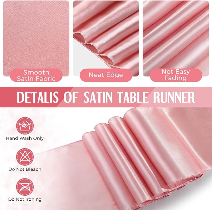24 Packs Tablecloths Satin Runner Black and Rose Gold Graduation | 54x108 Inch Disposable Tablecloth and 12x108 Inch Satin Runners for Wedding Birthday Party Baby Shower Christmas New Year - Image 3