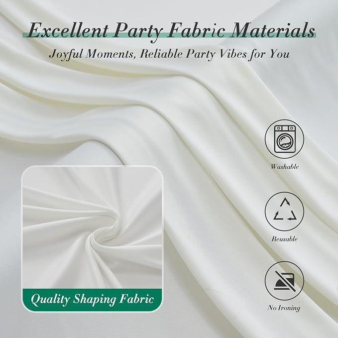40 ft x 10 ft Wrinkle Free Ivory Backdrop Curtain for Wedding Parties, Polyester Ivory Photo Backdrop Drapes 8 Panels 5x10ft for Baby Shower Photoshoot Engagement Birthday Party Photography Background - Image 6
