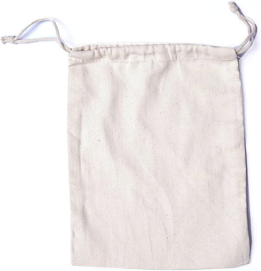10"x12" COTTON DOUBLE DRAWSTRING MUSLIN BAGS (Natural Color)- Set Of 12 by CustomBagSupplies