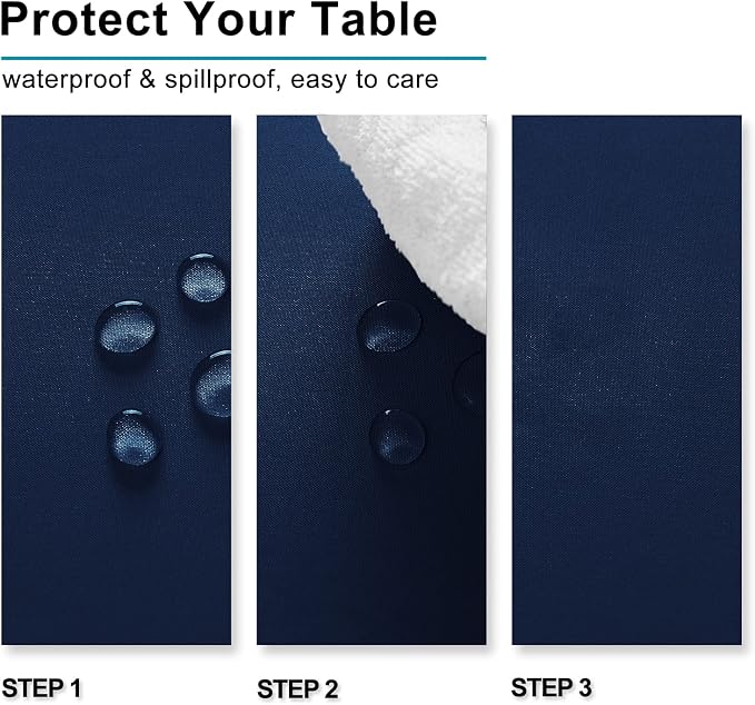 Hiasan 2 Pieces Rectangle Tablecloth, 54 x 108 Inch, Navy Blue | Waterproof, Wrinkle Resistant, Washable Polyester Table Cloth for Dining Room/Kitchen/Party/Camping/Outdoor Use - Image 3