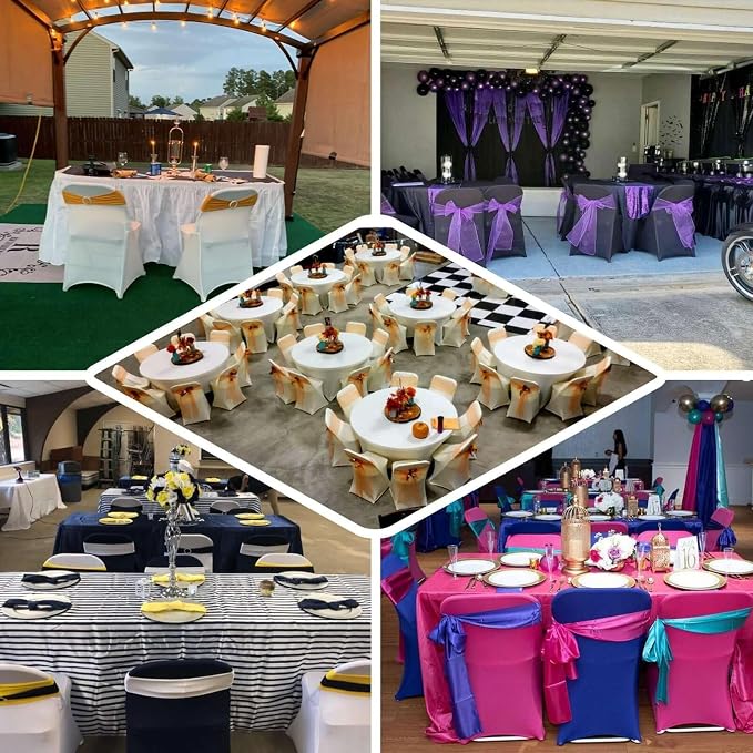 Tableclothsfactory Stretchy Spandex Fitted Folding Chair Cover Dinning Event Slipcover for Wedding Party Banquet Catering - Taupe - Image 5
