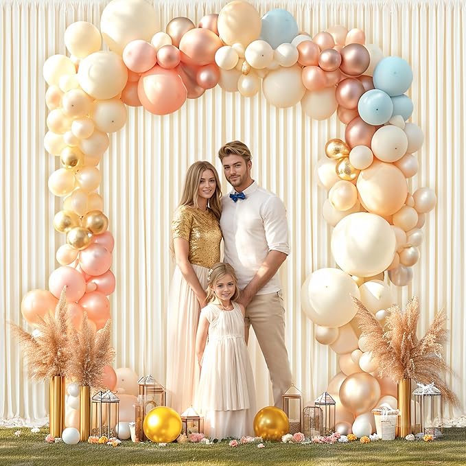 Champagne Backdrop Curtain for Parties Wedding Baby Shower Wrinkle Free Photo Curtains Backdrop Drapes Fabric Decoration for Bridal Shower 5ft x 8ft,2 Panels - Image 4
