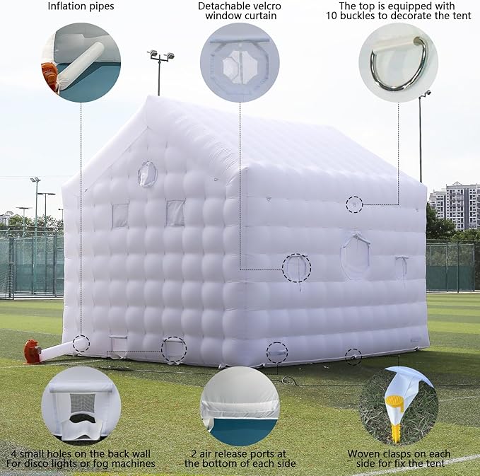 Inflatable Night Club Tent 18x15x15FT, Inflatable Party Tents Outdoor Event House with Blower Disco Lights, White Oxford Birthday Party Marquee Building for Nightclub, Entertainment, Rental Business