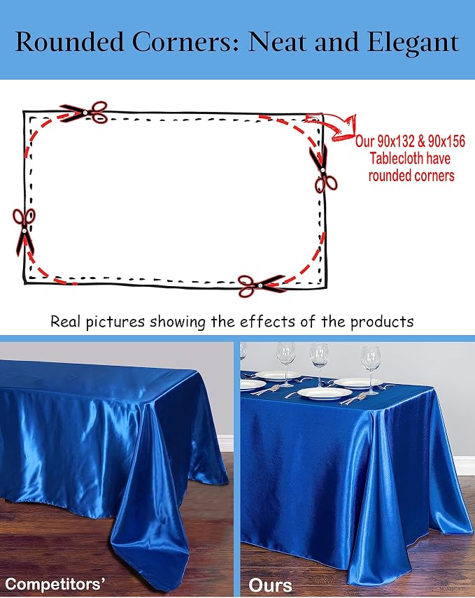 LinenTablecloth 90 x 156-Inch Rectangular Polyester Tablecloth with Rounded Corners, Gold - Image 3