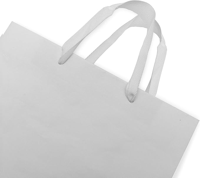 Prime Line Packaging White Gift Bags, Kraft Shopping Bags with Handles for Holidays, Weddings, Birthdays, Baby Showers, Christening, Bulk, 10x5x13, 50 Pack - Image 9