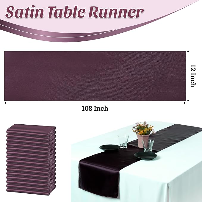 100 PCS Satin Table Runners 12 x 108 Inch Charmeuse Sateen Silk Table Runner for Indoor Outdoor Wedding Reception Birthday Graduation Party Event Banquet Dining Table Decoration - Pink - Image 3