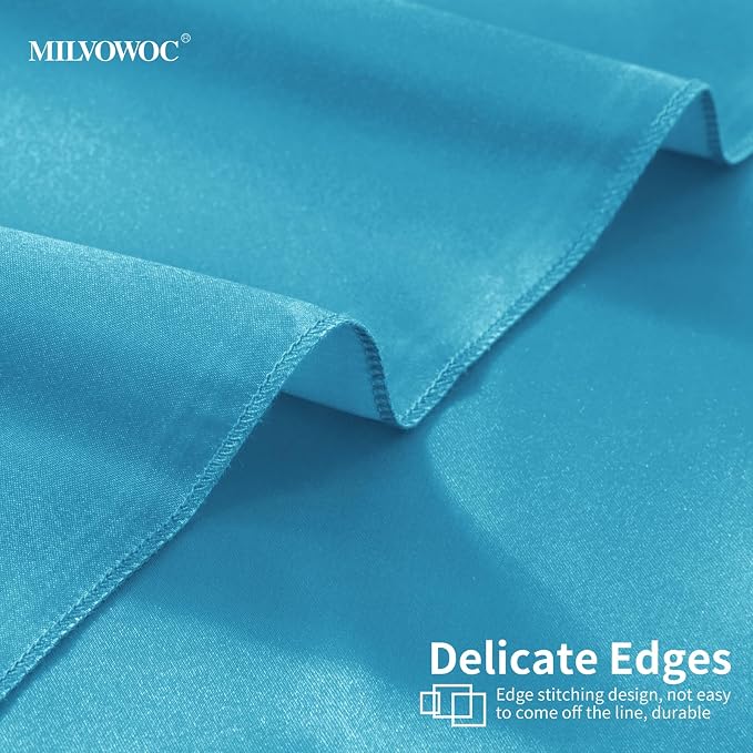 MILVOWOC 72 Pack Square Teal Satin Napkins 20 x 20 Inch | Soft Silk Dinner Napkins, Smooth Decorative Table Napkins, Washable & Reusable Cloth, For Weddings Dinner Restaurant Party - Image 6