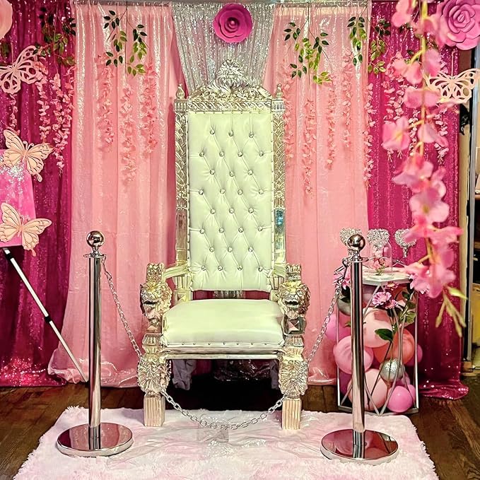 Fuchsia Sequin Backdrop Curtains 4 Panels 2FTx8FT - Image 2