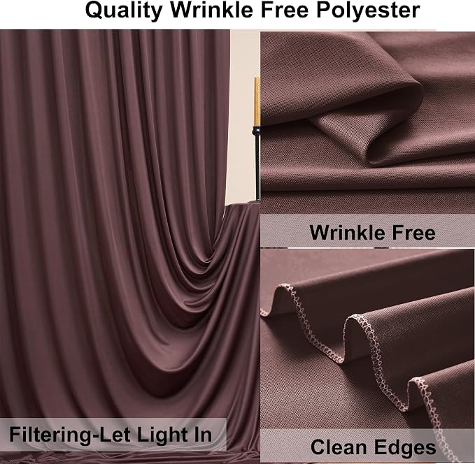 NSSONBEN 20ft×10ft Wrinkle Free Brown Backdrop Curtain for Parties, 4 Panels 5×10ft Soft Silky Polyester Umber Backdrop Drapes for Teddy Bear Bee Birthday Baby Party Wedding Photography - Image 4