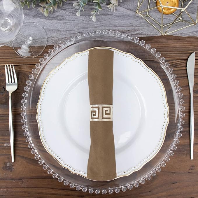 Tableclothsfactory Premium Pack of 5 Premium Taupe 20" x 20" Washable Polyester Napkins Great for Wedding Party Restaurant Dinner Parties by TABLECLOTHSFACTORY