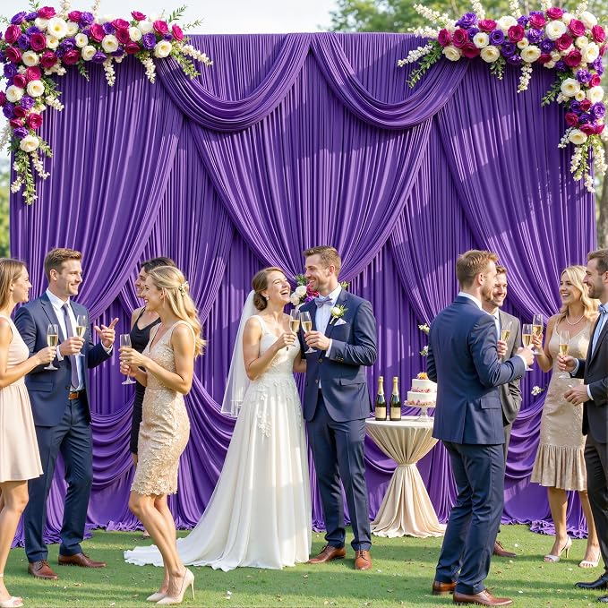 Purple Backdrop Curtain for Parties Wedding Wrinkle Free Purple Photo Curtains Backdrop Drapes Fabric Decoration for Birthday Party Photography 5ft x 8ft,2 Panels - Image 3