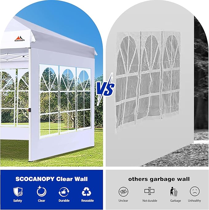 SCOCANOPY Church Window Sidewall for 10x10 Canopy Frame, 3 Pack Sunwalls Only,(Forest Green)