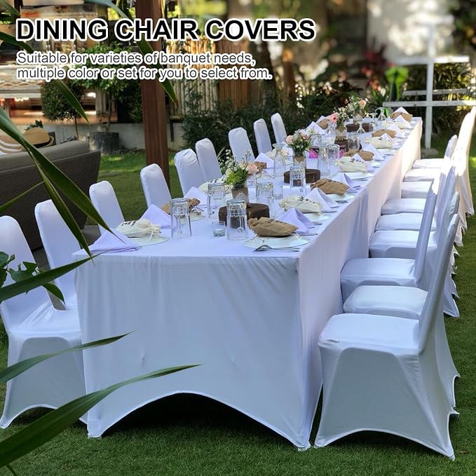 Trlyc Spandex Folding Chair Covers 12 Pcs White for Wedding Party - Image 6