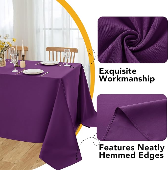 10-Pack Purple Tablecloths for Rectangle Tables, 70 x 120 Inches | Stain-Resistant Polyester Fabric for 6 Foot Tables - Washable Table Covers for Weddings, Banquets, Birthday Parties, Events - Image 3