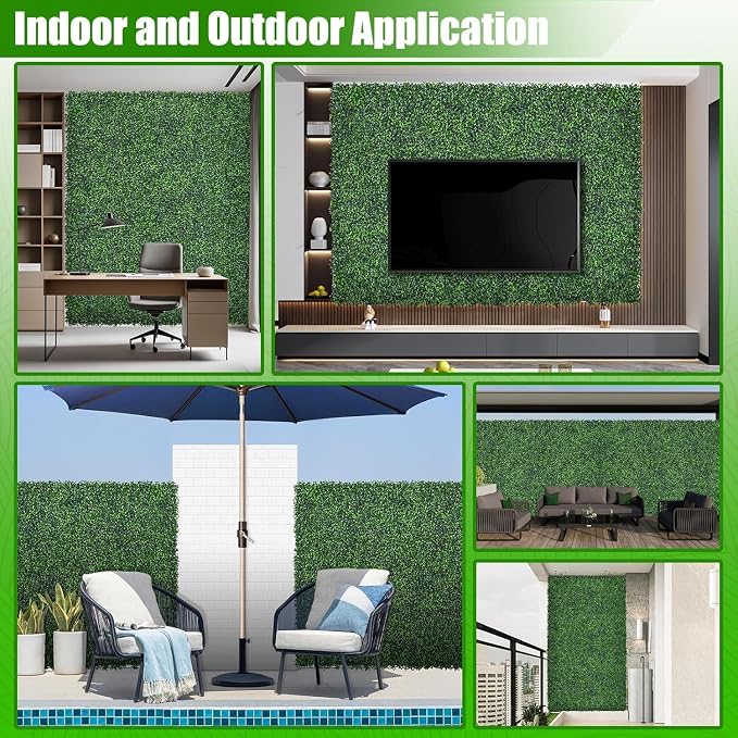 Artificial Boxwood Roll,64x144 in(64 sqft) UV-Anti Faux Ivy Grass Wall | Boxwood Panels, Fake Greenery Backdrop for Balcony Privacy, Green Wall Decor for Garden, Patio, Backyard - Image 6