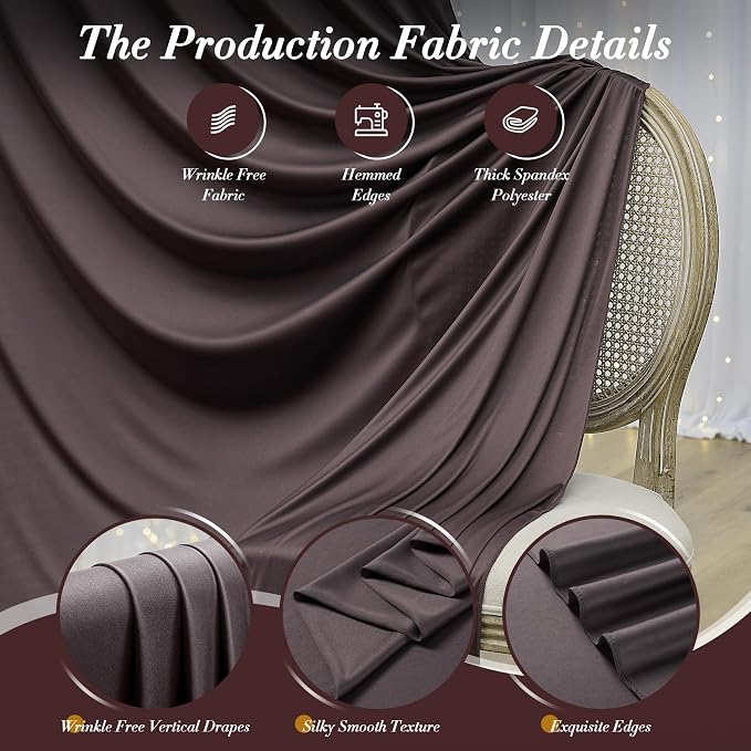 40 ft x 10 ft Wrinkle Free Brown Backdrop Curtain for Parties, Wedding Brown Photo Backdrop Drapes, Fabric 8 Panels 5ft x 10ft for Baby Shower Photoshoot Engagement Birthday Photography Background - Image 4