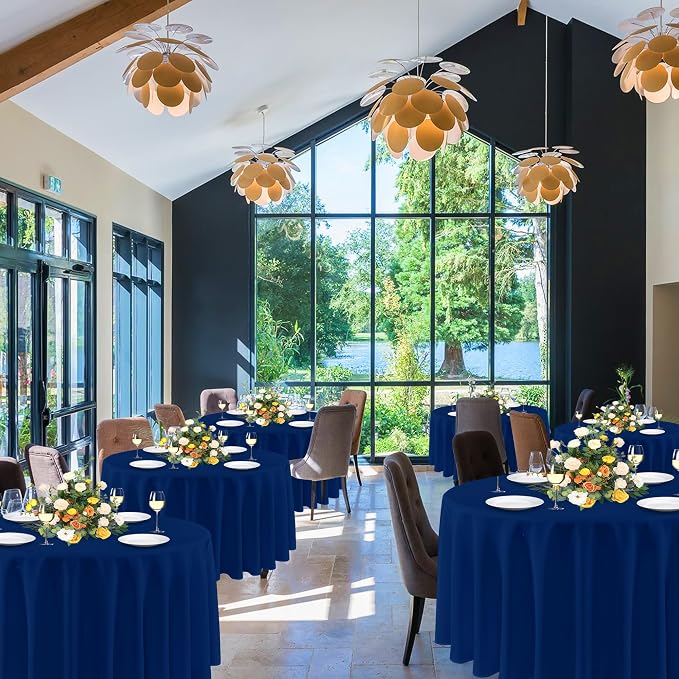 sancua Navy Blue Round Tablecloths 90 Inch (Fit 30-72 Inch Tables), 6 Pack | Circle Fabric Table Cloths for Wedding Party Banquet Birthday, Washable Polyester Cover - Image 2