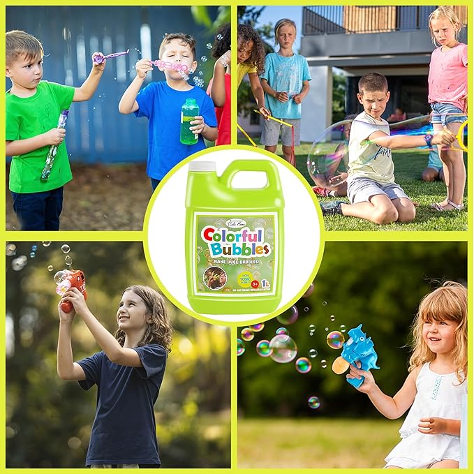 Lulu Home Concentrated Bubble Solution, 1 L/ 33.8 OZ Refill for Bubble Machines, Giant Wands, and Blowers - Up to 2.5 Gallons for Kids' Birthday Parties