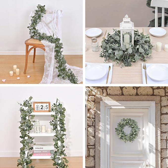 Dolicer 2 Packs 6FT Artificial Eucalyptus Garland Faux Greenery Garland | Fake Vines Hanging Silver Dollar Eucalyptus Leaves for Wedding Backdrop Arch Table Wall Party Home Decor - Image 7