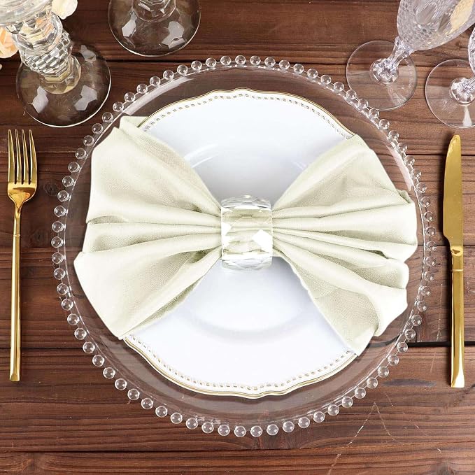 Tableclothsfactory Premium Pack of 100 Premium Ivory 20" x 20" Washable Polyester Napkins Great for Wedding Party Restaurant Dinner Parties for Party & Decorations - Image 7