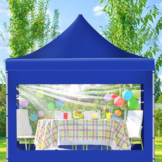 3 Pcs Clear Canopy Sidewalls with Black Storage Bag Window Sidewall for 10 x 10 Inch Tent Waterproof Shade Wall, Sunwalls Only, Canopy Tent Not Included, No Zipper(Blue)