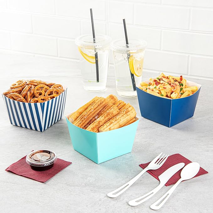 Restaurantware Square Turquoise Paper Snack Box, 200 Pack - Image 8