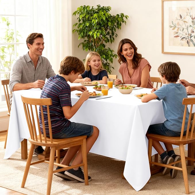 10-Pack White Tablecloths for Rectangle Tables, 60 x 120 Inches | Stain-Resistant Polyester Fabric for 6 Foot Tables - Washable Table Covers for Weddings, Banquets, Birthday, Parties, Events - Image 9