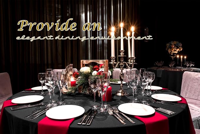 12 Pack Round Tablecloth 120 inch Black Table cloths for Round Tables,Stain and Wrinkle Resistant Washable Polyester Tablecloths Black Table Cloth 120 Inch Round Table Cloth for Wedding Party Birthday - Image 4