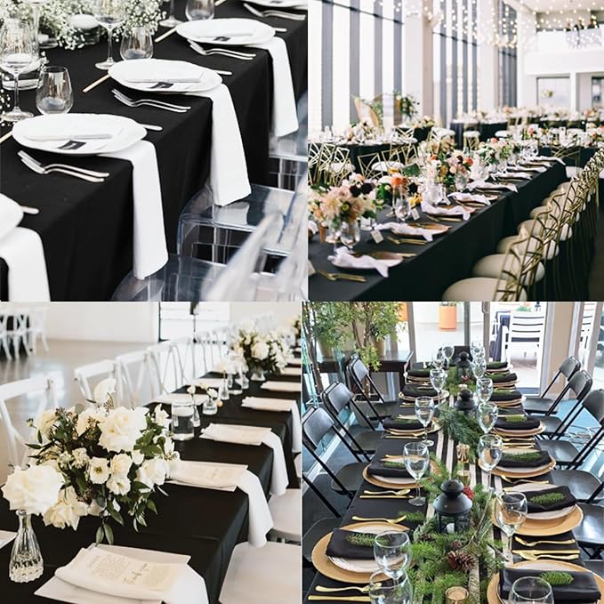 6 Pack Black Table Cloth for Rectangle Tables,60x102 inch-Washable and Reusable Table Cloths for 6-8 Ft Rectangle Table,Polyester Fabric Table Cover for Party,Wedding,Buffet - Image 5