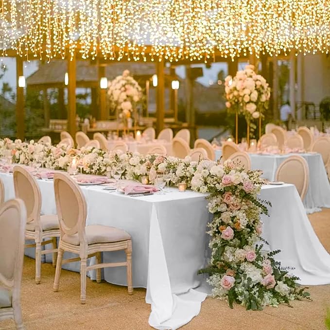4 Pack White Tablecloths for 8ft Tables-90 x 156 Inch | Polyester Table Cover, Stain and Wrinkle Resistant Washable Fabric Table Cloth, Perfect for Wedding Banquet Parties - Image 6
