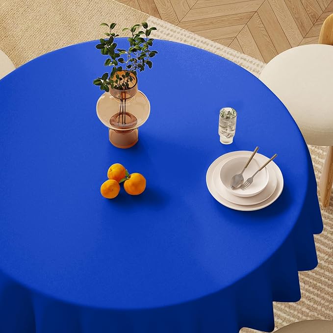 sancua Royal Blue Round Tablecloths 120 Inch(Fit 48-96 Inch Tables), 6 Pack | Circle Fabric Table Cloths for Wedding Party Banquet Birthday, Washable Polyester Covers - Image 3