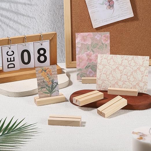 6Pcs Wood Table Number Stands, Wood Place Card Holders, Picture & Name Card Holders for Acrylic Signs, Table/Wedding/Ceremony/Home/Party/Decoration Holders