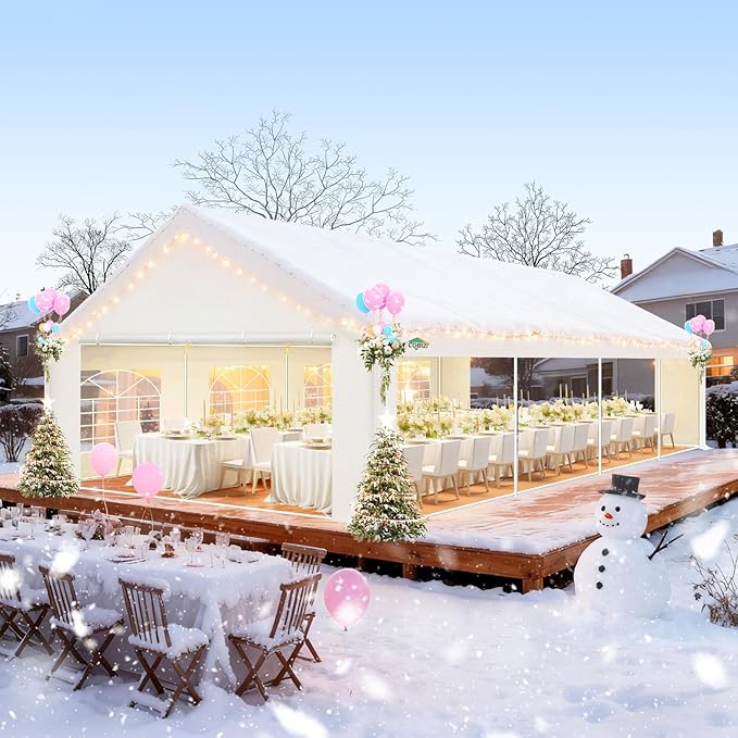 COBIZI 20x30 Party Tent Heavy Duty, Large Outdoor Wedding Tents for Parties with 8 Sidewalls & Built-in Sandbags,Waterproof Event Canopy Gazebo Commercial Tent for Carport,Camping,Patio,Windproof