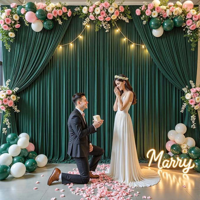 10ft x 7ft Hunter Green Backdrop Curtain for Parties Dark Green Wrinkle Free Backdrop Drapes Panels for Baby Shower Birthday Party Photo Photography Polyester Fabric Background Decoration - Image 5