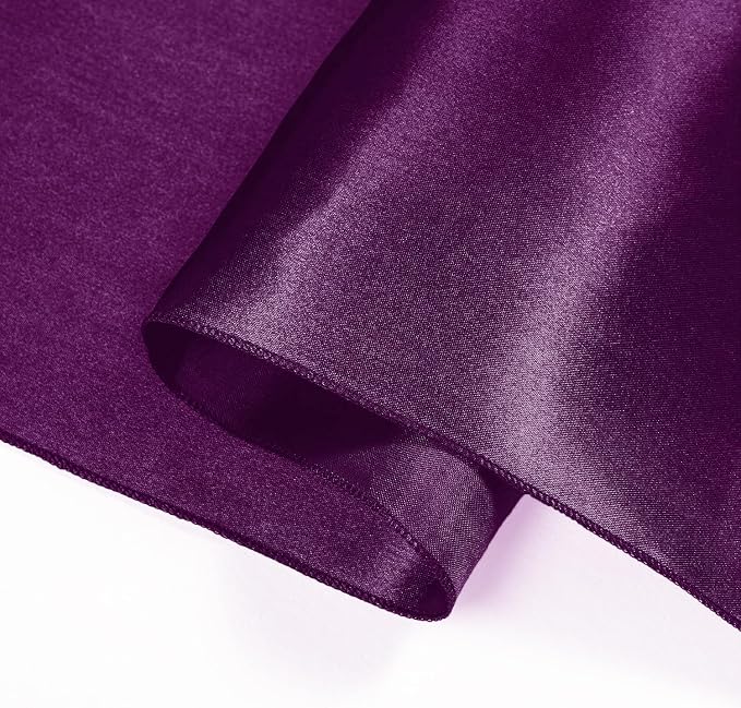 SI Pack of 10 Wedding 12 x 108 inch Satin Table Runner for Wedding, Decorations for Graduations, Engagements, Birthday Parties, Banquets, Runners fit Rectangle, Round Table - Eggplant - Image 8