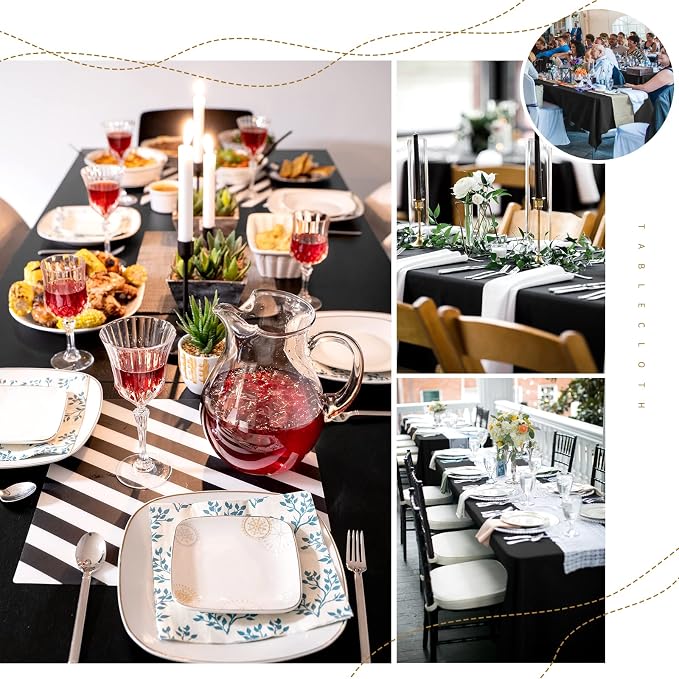 12 Pack Black Tablecloths for Rectangle Table 60x102 Inch - Image 5