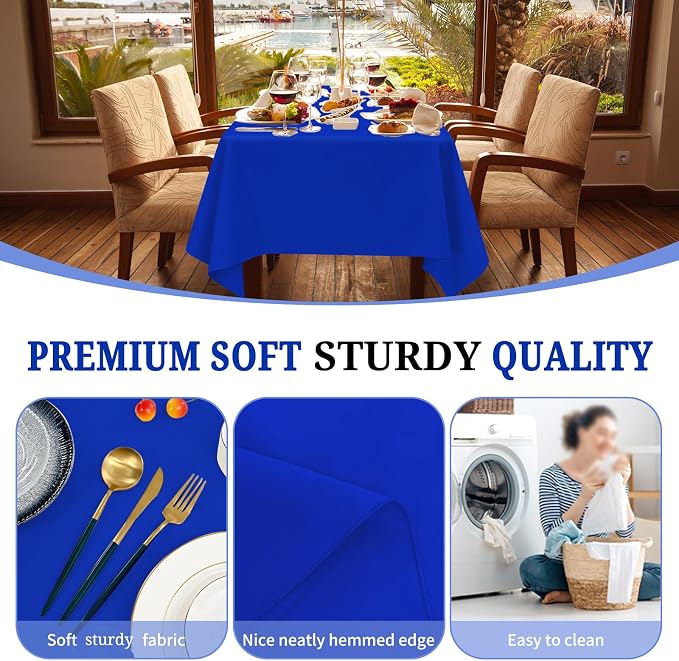Pesonlook 12 Pack Royal Blue Rectangular Tablecloth 60 x 102 Inch for 6ft Tables - Image 4