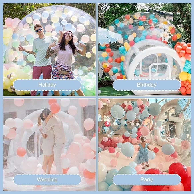 10FT Inflatable Bubble House Dome for Adults,TPU Clear Commercial Inflatable Bubble House Tent with Tunnel, Bubble Balloon House with 680W Air Blower, 600W Air Pump Inflatable Dome for Party