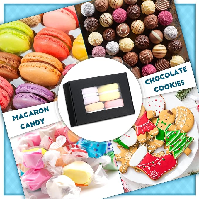 Zonon 60 Pcs Soap Boxes for Homemade Packaging, Mini Kraft Boxes with Window for Bakery Candy Soap Making Gift Packaging, 3.7x2.6x1.4 Inch (Black) - Image 5