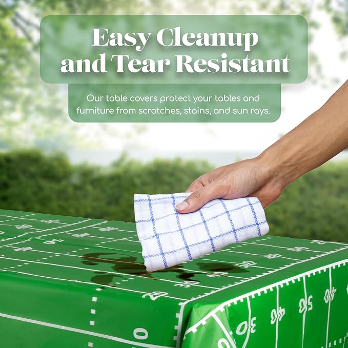 Grandipity Tablecloth with Football Field Design -1 Pack Premium Disposable Plastic Tablecloth 54 Inch. x 108 Inch. Rectangle Table Cover - Image 3