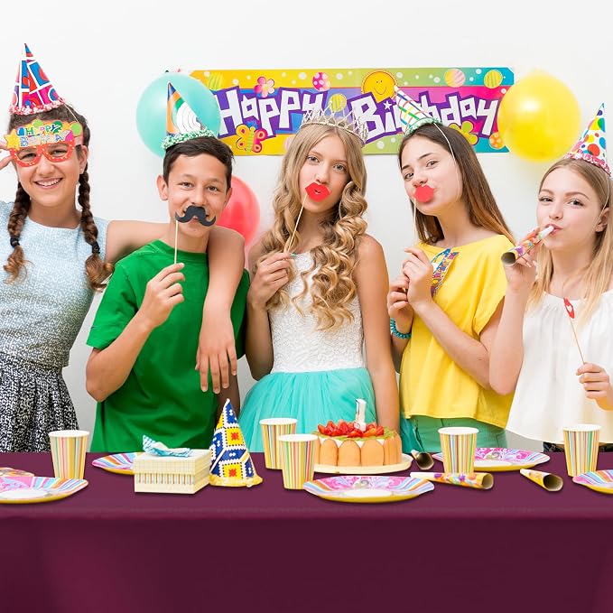 CXPSINC 54 Inch X 300 Feet Plastic Table Cover Roll Disposable Tablecloth with Slide Cutter for All Type/Shape Tables | Party, Banquet, Birthdays, Weddings(Burgundy, 300 Feet) - Image 5