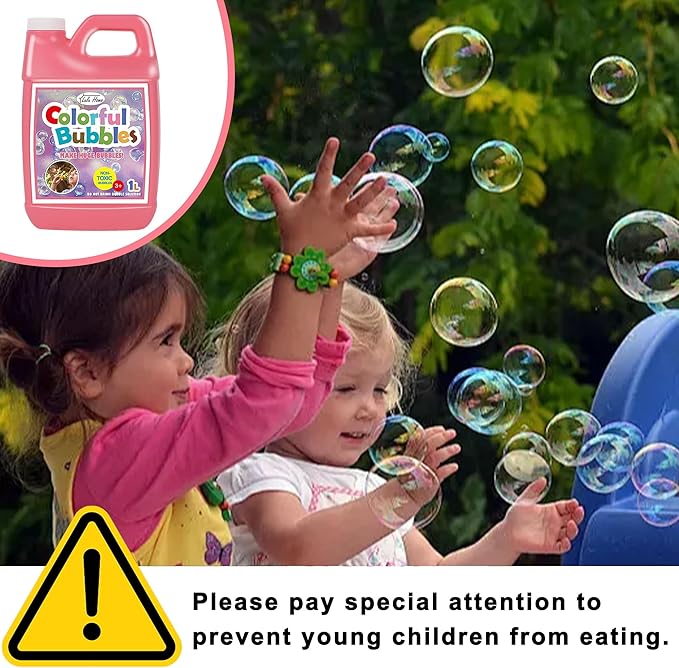 Lulu Home Concentrated Bubble Solution, 1 L/ 33.8 OZ Refill for Bubble Machines, Giant Wands, and Blowers - Up to 2.5 Gallons for Kids' Birthday Parties