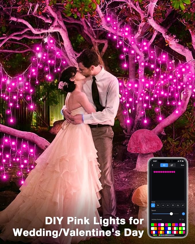 Avatar Controls Pro Smart Icicle Lights - 66ft 598 LEDs with Music Sync & DIY Colors, Ultimate App-Controlled Lighting for Indoor/Outdoor Holiday & Valentine‘s Day Decor, Parties, and Home Ambiance