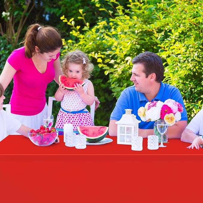 16 Pack Red Plastic Tablecloth for Rectangle Tables, Premium Decorative Red Disposable Table Cloths for Parties, Rectangle Party Table Cover for Birthday, Wedding, Christmas, Anniversary, 54 x 108Inch - Image 9